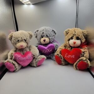 Tom’s Toys Set of 3 Valentine’s Heart Plush Toy Bears